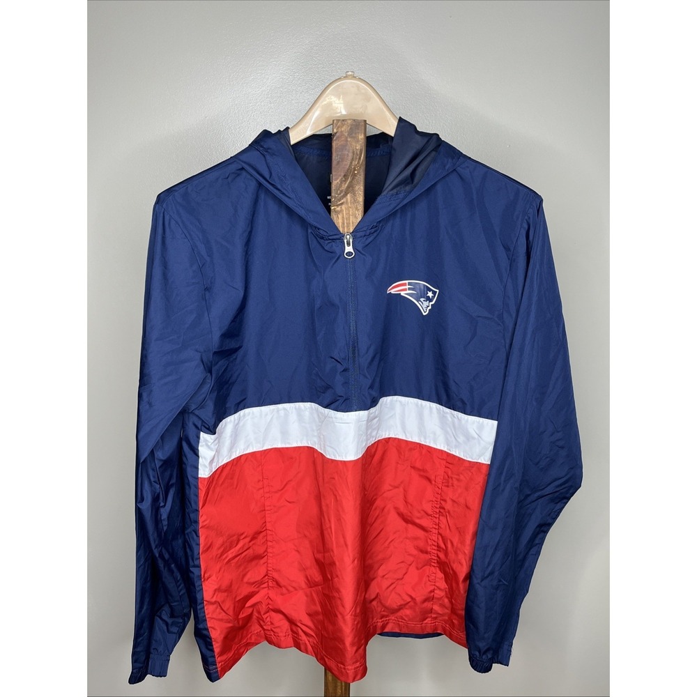 NFL Team Apparel Men's New England Patriots 1/4 Zip Windbreaker Jacket Size M